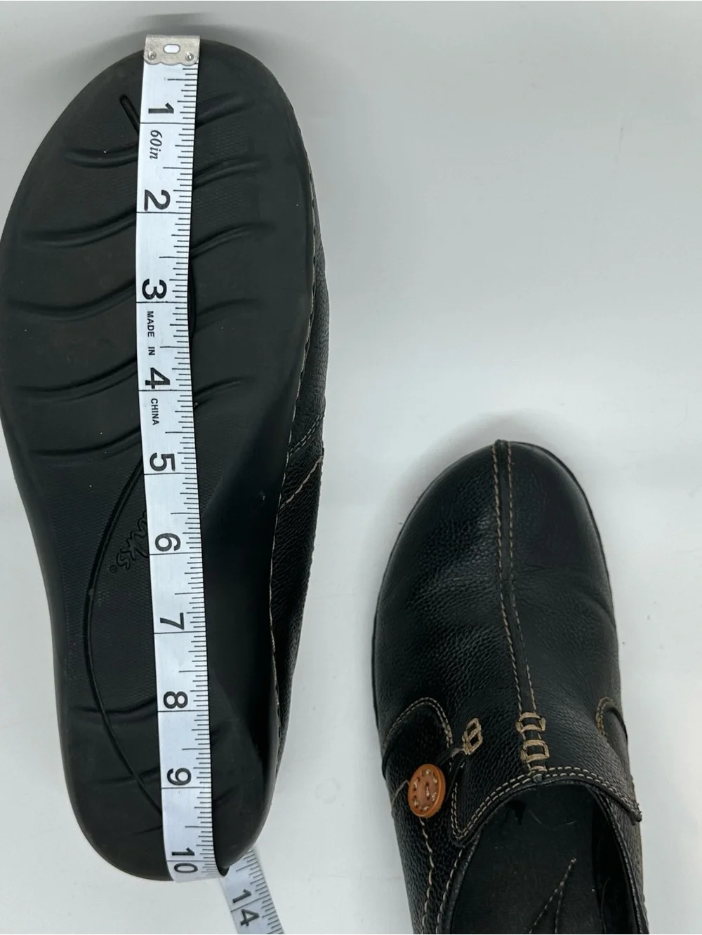 Clarks Black Leather Comfort Slip On Shoes 9.5